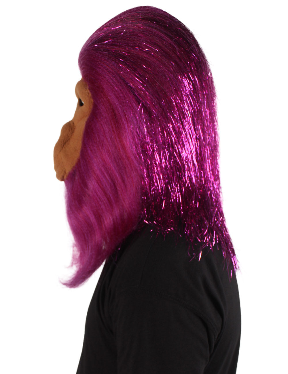 ハロウィンパーティープレミアムメンズ H-5647-PP ヘアリーユニセックスエイプティンセルマスクのみ 紫 軟らかい合成繊維