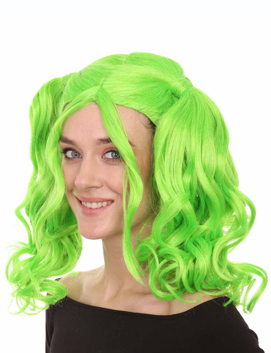 Wigs2you ハロウィンパーティー プレミアム レディース H-740 ドリー ピグテール ウィッグ ライムカラー