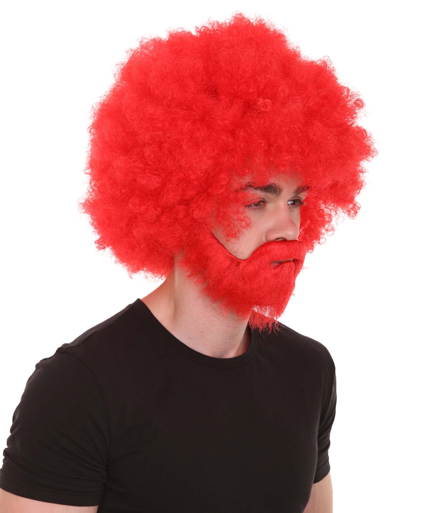 大人 男女兼用 80年代 画家風 アフロウィッグ 顎髭と口髭セット レッド H-5125 シンプルでクラシックなセレブコスチューム プレミアムハロウィンウィッグ