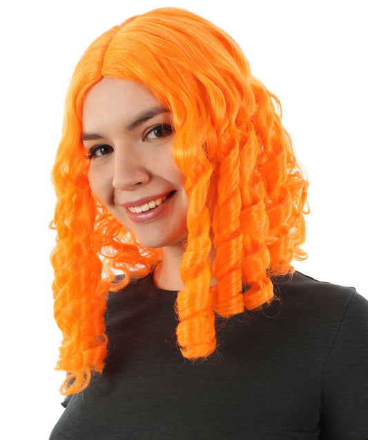 女性用14インチショルダーレングスウィーブカーリーゴルディロックスウィッグ オレンジ H-5377_3 ソフト合成繊維ヘア ハロウィンパーティーウィッグコレクション