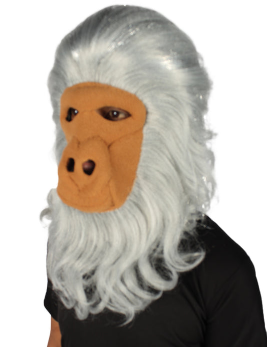 ハロウィンパーティープレミアムメンズ H-5646-WT ヘアリーユニセックスエイプマスクのみ 白 軟らかい合成繊維