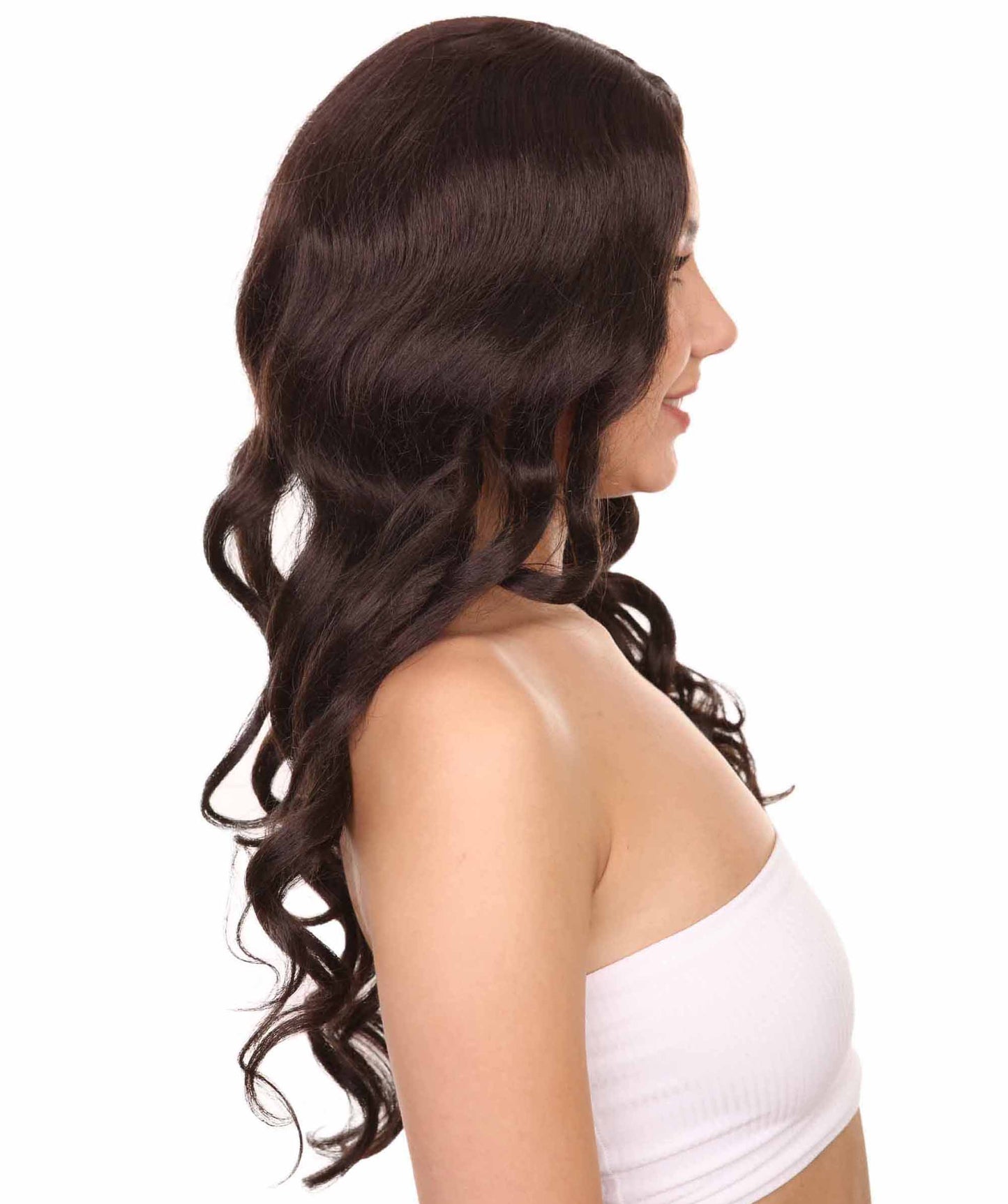 プレミアムハロウィンパーティーレディ H-5411 ウェーブを数える26インチウィッグ ブラウン