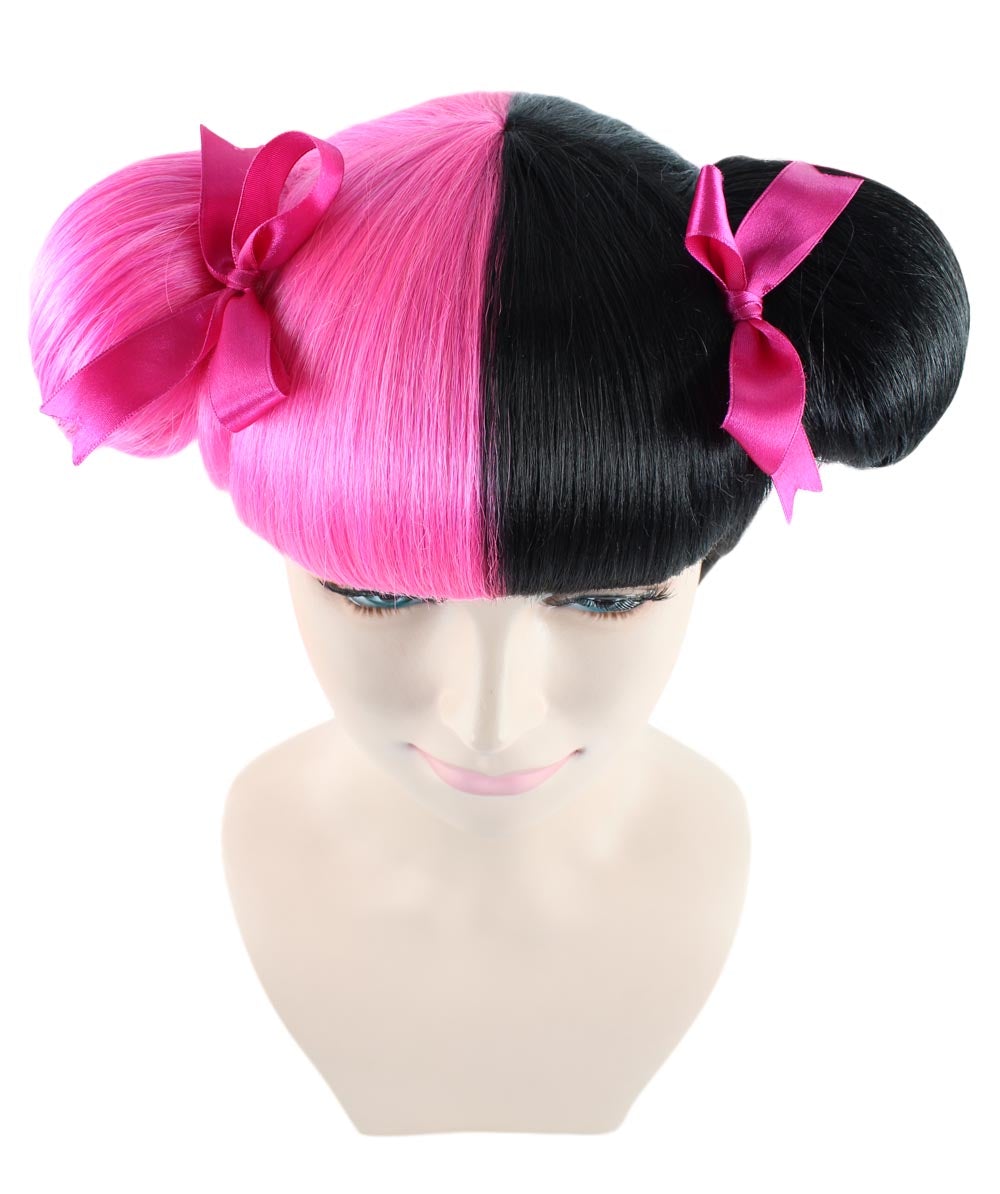 Wigs2you ハロウィン パーティー プレミアム レディース H-1445 着けやすい 快適なフィット感 独占コスプレウィッグ メラニー マルティネス スタイル ピンクとブラックウィッグ