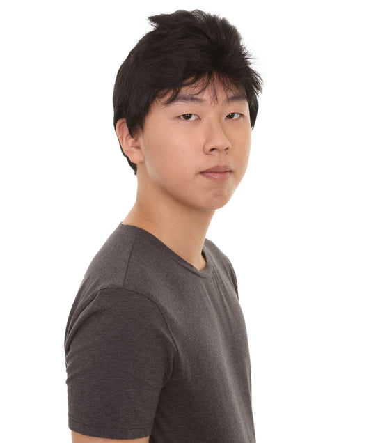 男性 ファンシー ブラック ウィッグ H-2308 コレクション プレミアム 通気性のあるキャプレスキャップ