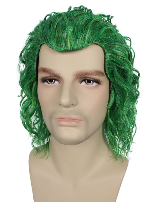ハロウィンパーティ プレミアムメンズ H-5545 カーリーグリーン クラウンジョーカーウィッグ 合成繊維の髪