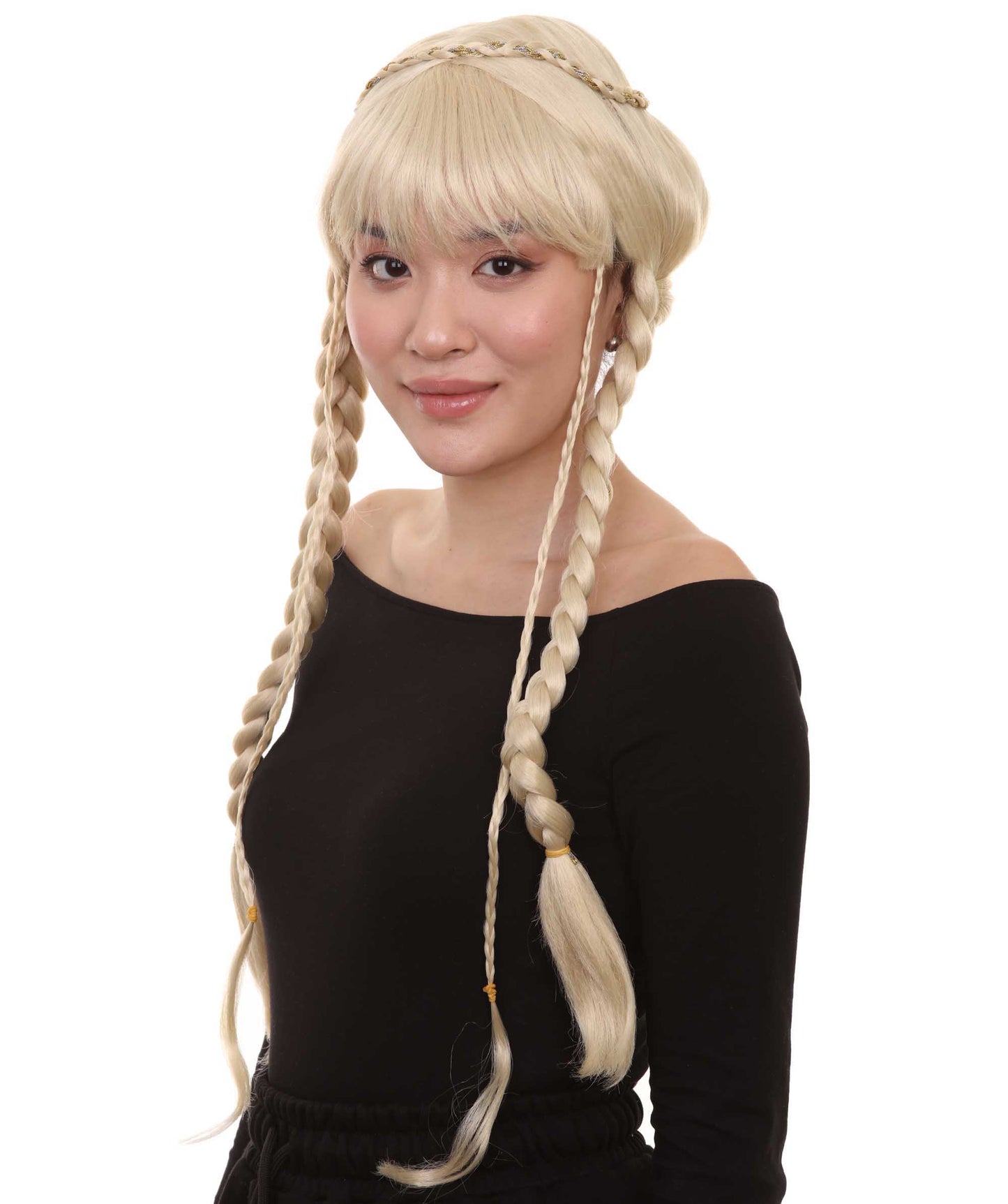 ハロウィンパーティープレミアムレディース H-3053 ブロンドブレイデッドルネッサンスウィッグ パーティーレディーウィッグコレクション