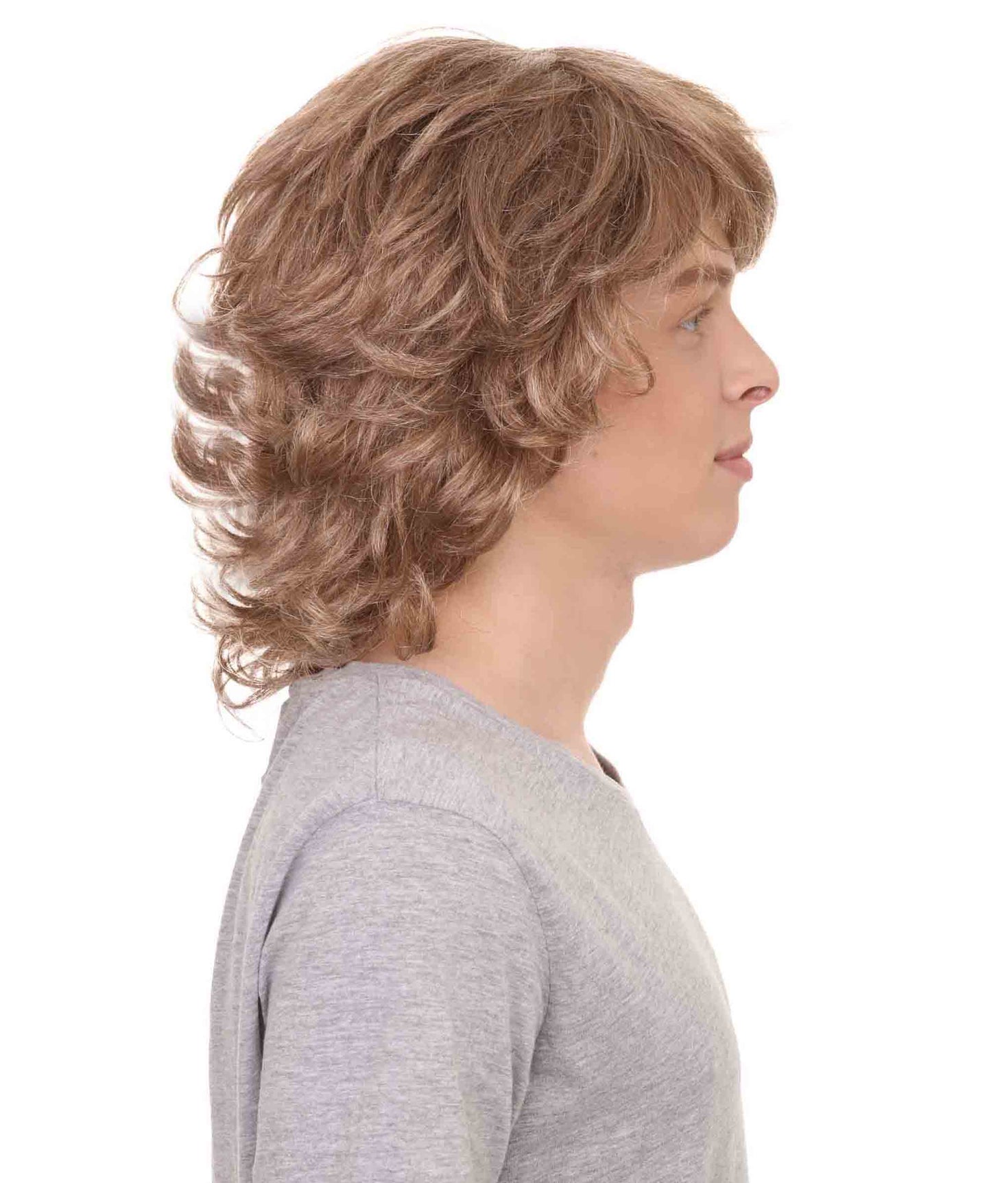 Wigs2you ハロウィンパーティ プレミアムメンズ H-2114 とても快適 80年代 ブラウンカールウィッグ