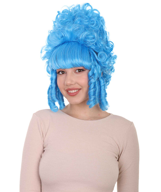 ハロウィンパーティ プレミアム H-4440 植民地時代のレディース 18世紀のカーリーブルーウィッグ