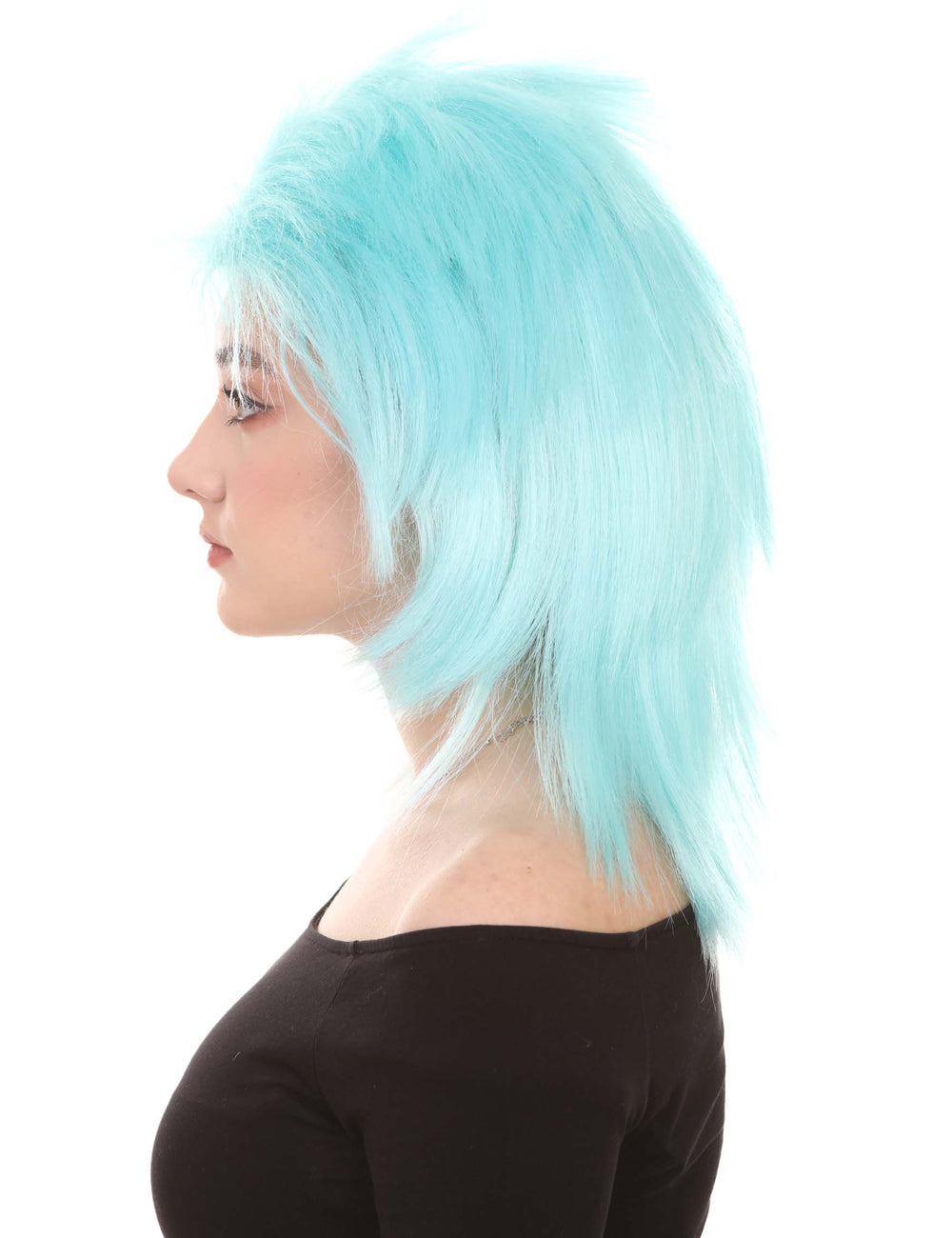 Wigs2you ハロウィン パーティー プレミアム H-1315 簡単に着用でき 快適なフィット感 80 年代女性 Lt ブルー ロッカー スタイル ウィッグ