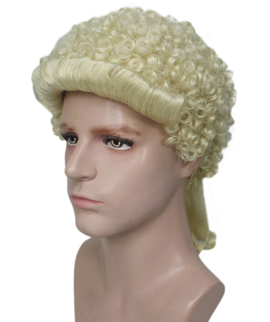 男性用コロニアルカーリーブロンドウィッグ H-4306 プレミアム通気性キャップレスキャップ