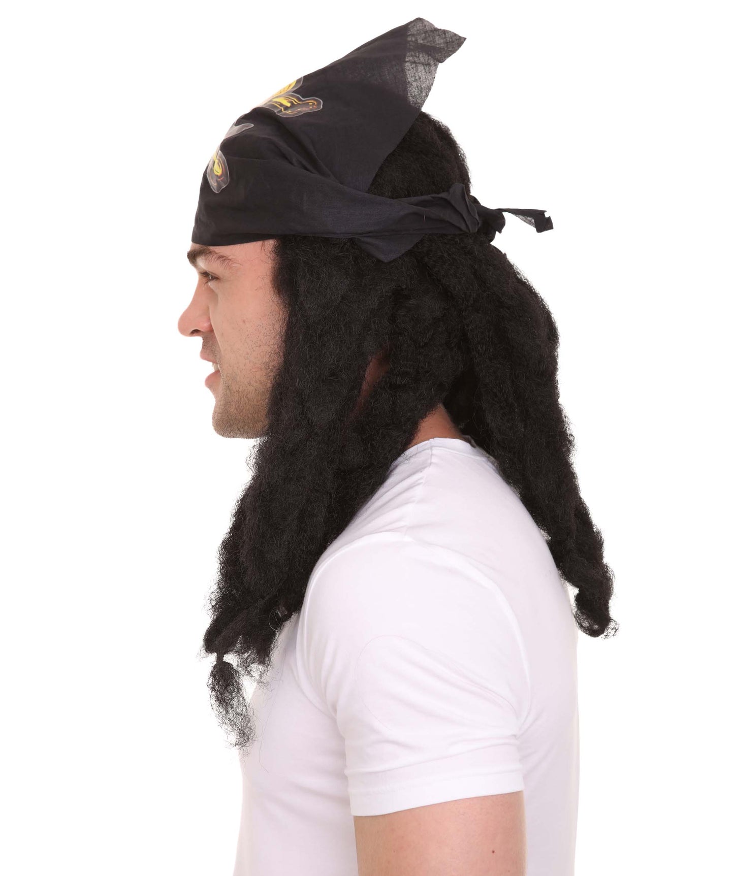 Wigs2you ハロウィンパーティ プレミアムメンズ パイレートディープブラックカラーウィッグ H-320