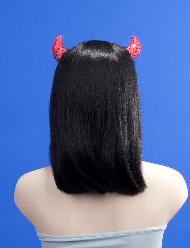 プレミアムレディース H-139 ブラックレッドHL パーティー準備完了 豪華なハロウィンウィッグ