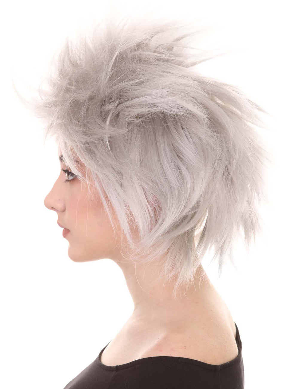 Wigs2you ハロウィンパーティープレミアムレディース H-1449 着やすい快適なフィット感 80 年代女性ロックスタイルグレーカラーウィッグ