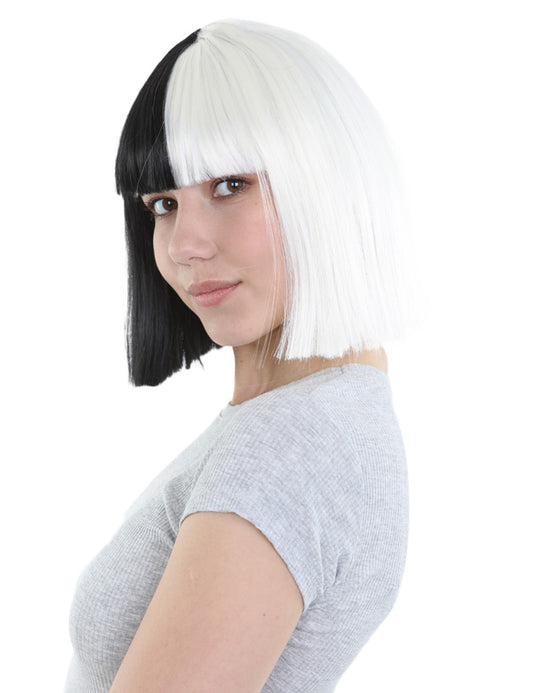 Wigs2you ハロウィンとパーティー プレミアム レディース H-489 SIA ブラックとホワイト ウィッグ Sサイズ