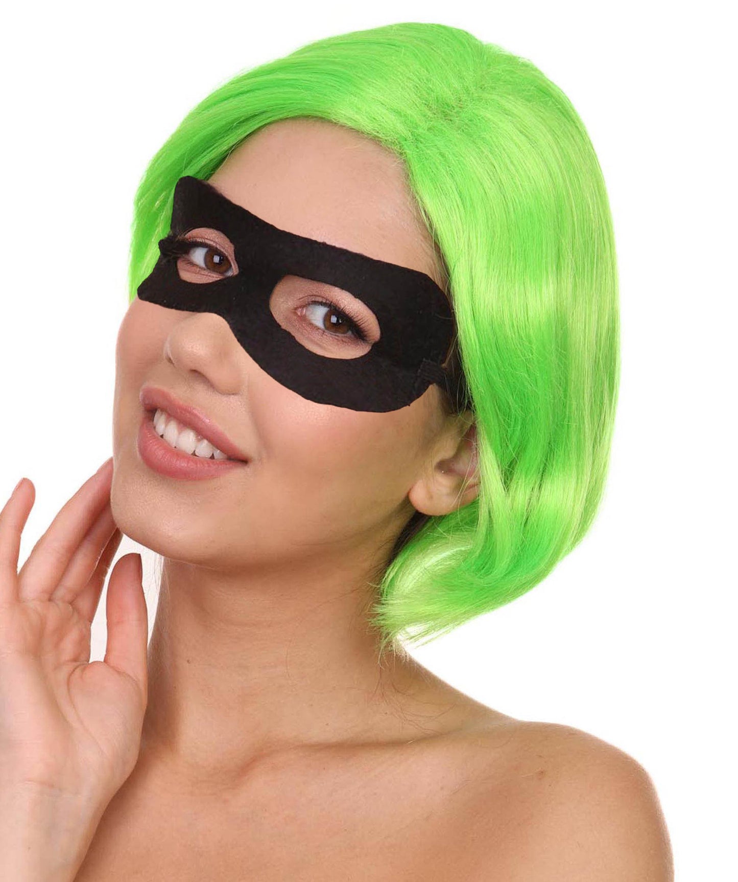 女性用 インクレディブル2 - エラスティガール ヘレン・パー ライムウィッグ マスクセット付き H-4581 TV/映画ウィッグ プレミアム 通気性の良いキャップレスキャップ