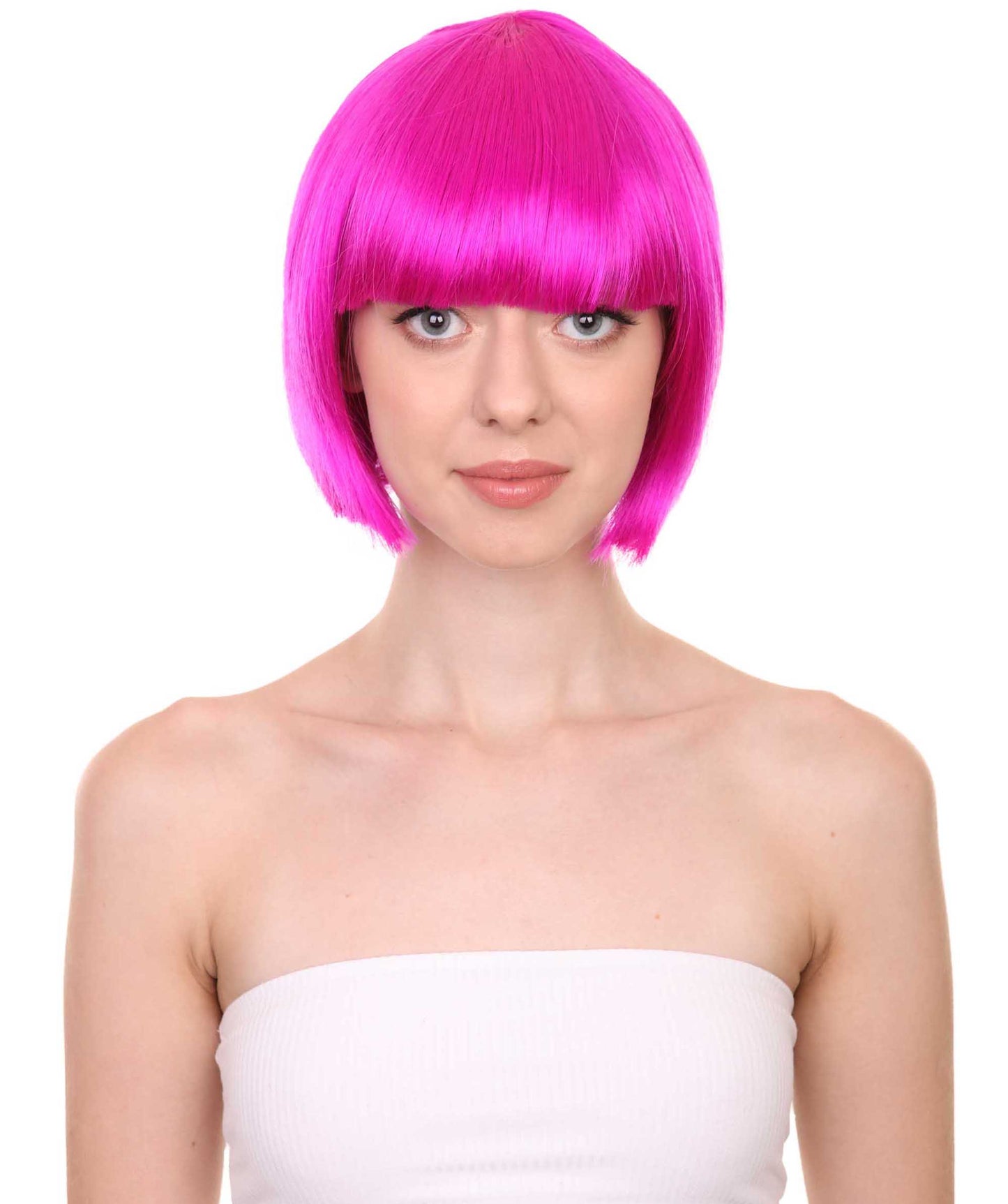 ネオンフューシャボブ女性用ウィッグコレクション H-3299 パーティー準備完了の華やかなコスプレハロウィンウィッグ プレミアム通気性のあるキャップレスキャップ