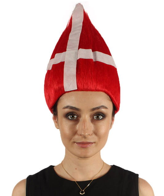 女性用コスプレウィッグ デンマーク国旗 トロールスタイル H-3995 国の誇り プレミアム通気性キャップレスキャップ