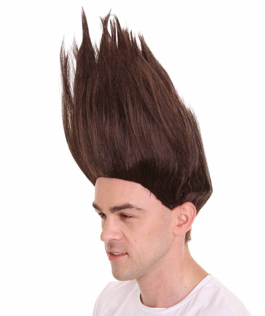ハロウィンパーティプレミアムメンズ H-5562 トロールズ ロングストレートブラウンスパイクロッカーウィッグ
