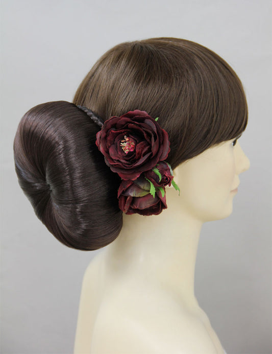 女性 W-8423 の大きなシニョン自然なルックバンズヘアスタイル チャコール 合成繊維