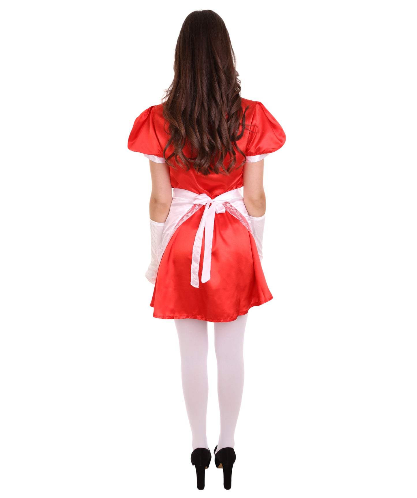 大人用女性の JCO-328_16 フレンチエプロンメイド制服 レッド コスプレコスチューム