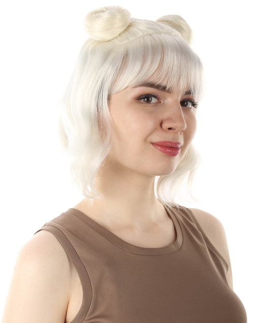 女性用ショートダブルバンスペースギャラクシーウィッグ ホワイト H-5376_16 女子会とグループコスチューム用ヘア