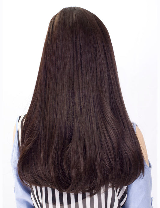 レディースファッション W-816 ロングストレート チャコールハーフウィッグ ヒートスタイル可能 合成繊維