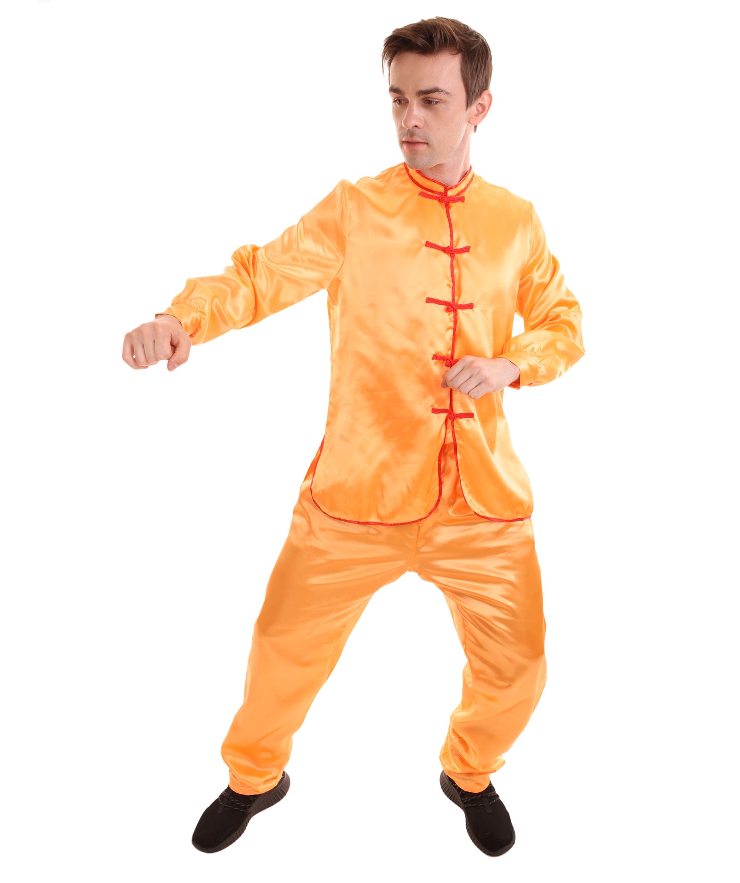 大人用メンズ JCO-269_10 中国の伝統的なカンフー オレンジサテン 制服 コスプレ衣装
