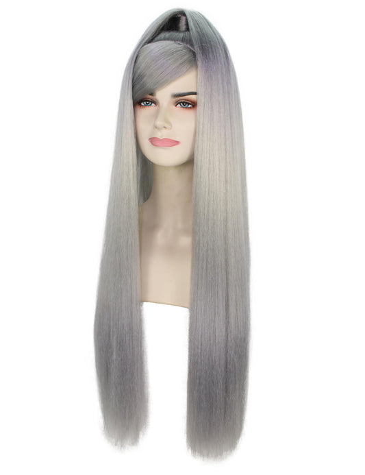 レディース H-5724 Cardi B プラチナ アップド ポップスター ハイポニーテール シルバーウィッグ