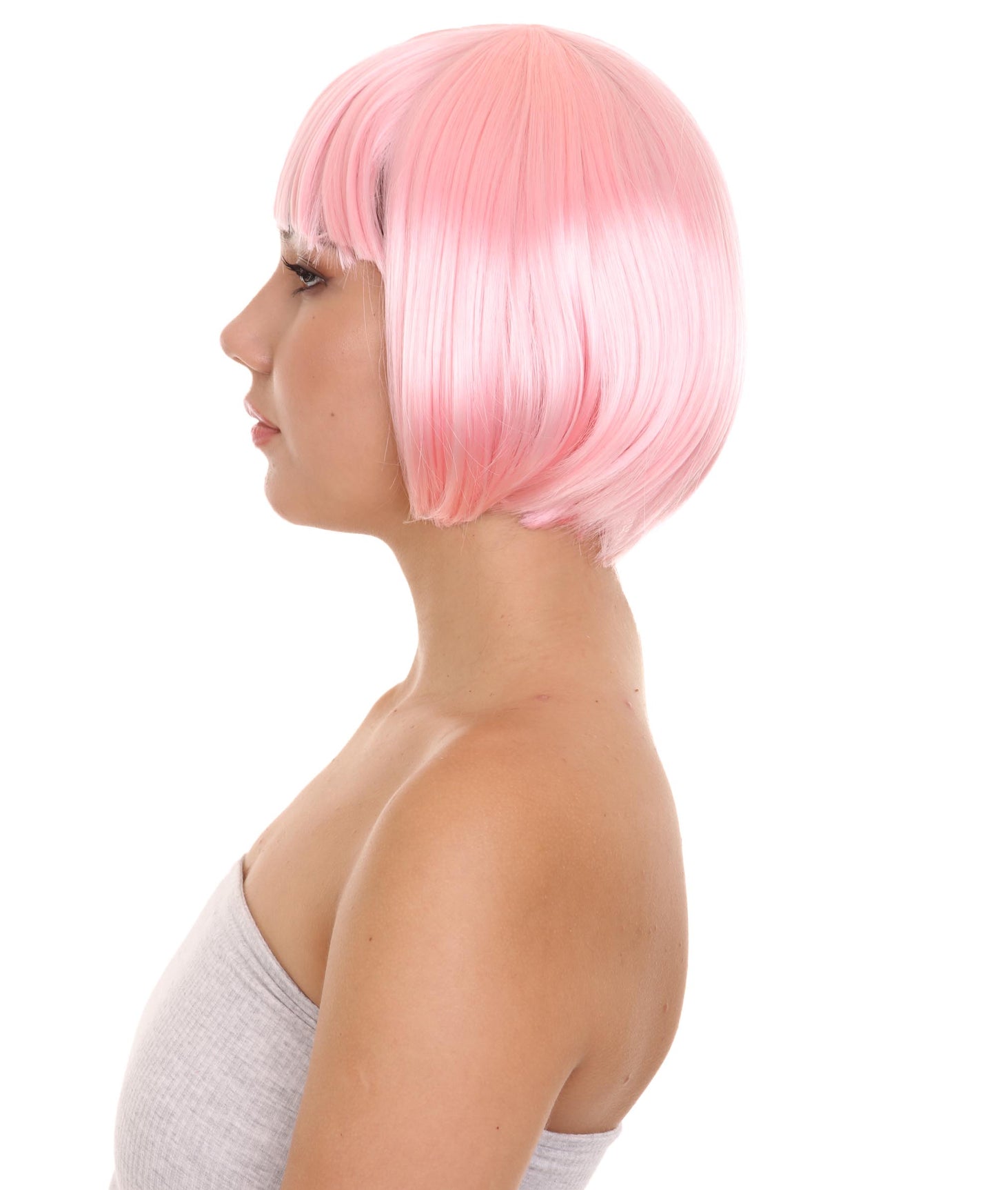 ショートボブソフトピンク女性用ウィッグコレクション H-3283 パーティー準備完了の華やかなコスプレハロウィンウィッグ プレミアム通気性のあるキャップレスキャップ