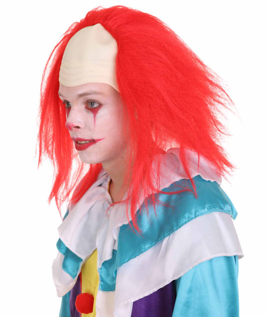 大人用ハーフボールド面白い男性用レッドウィッグ H-4927 ハロウィンにぴったり 軽量難燃性合成ファイバー