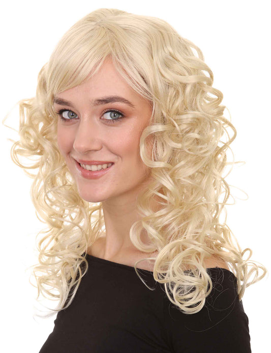 大人の婦人用かつら|縮れた長い王女ブロンドのコスプレ・ハロウィンかつら|割増空気を通すCaplessなキャップH-290
