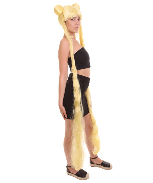 女性用セーラームーン60 ポニーテールバンズウィッグ H-4569 イエロー TV/映画ウィッグ プレミアム通気性キャップレスキャップ