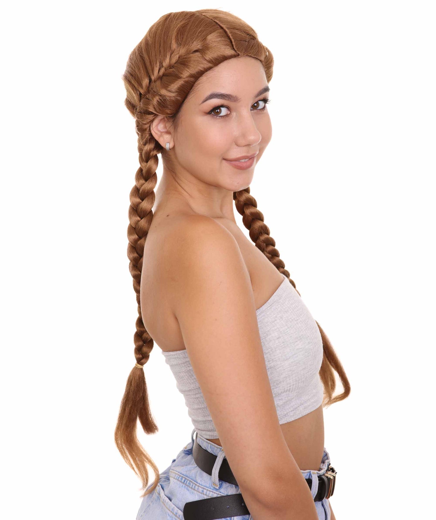 Wigs2youハロウィンパーティープレミアムレディースH-1926 着けやすい 非常に快適 ロングブラウン編み込みウィッグ