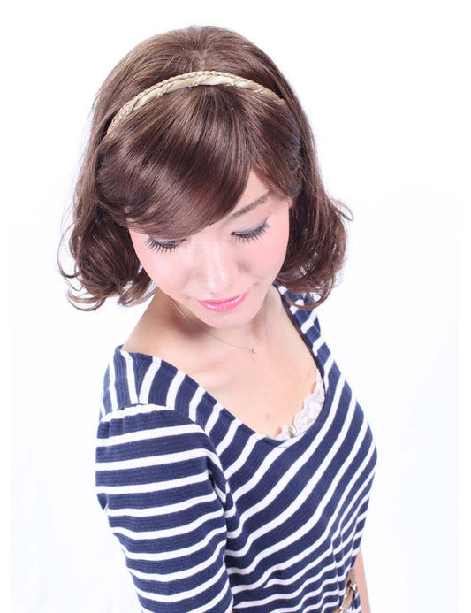 女性 W-8232 のおしゃれなアッシュブロンド 立体的な三つ編みヘッドバンド ヘアアクセサリー 合成繊維