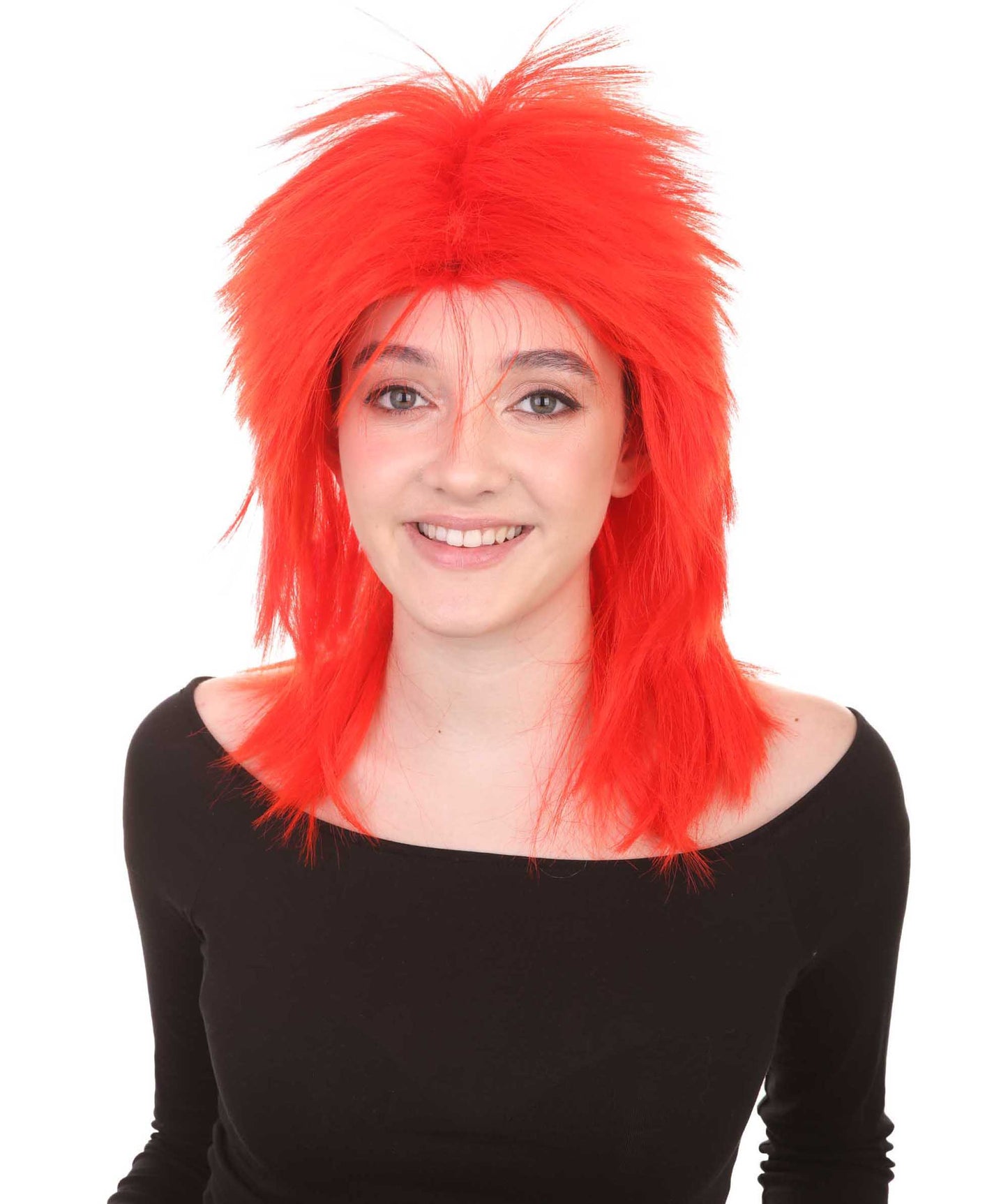 Wigs2you ハロウィン パーティー プレミアム H-1305 簡単に着用でき 快適なフィット感 80 年代女性レッド ロッカー スタイルウィッグ
