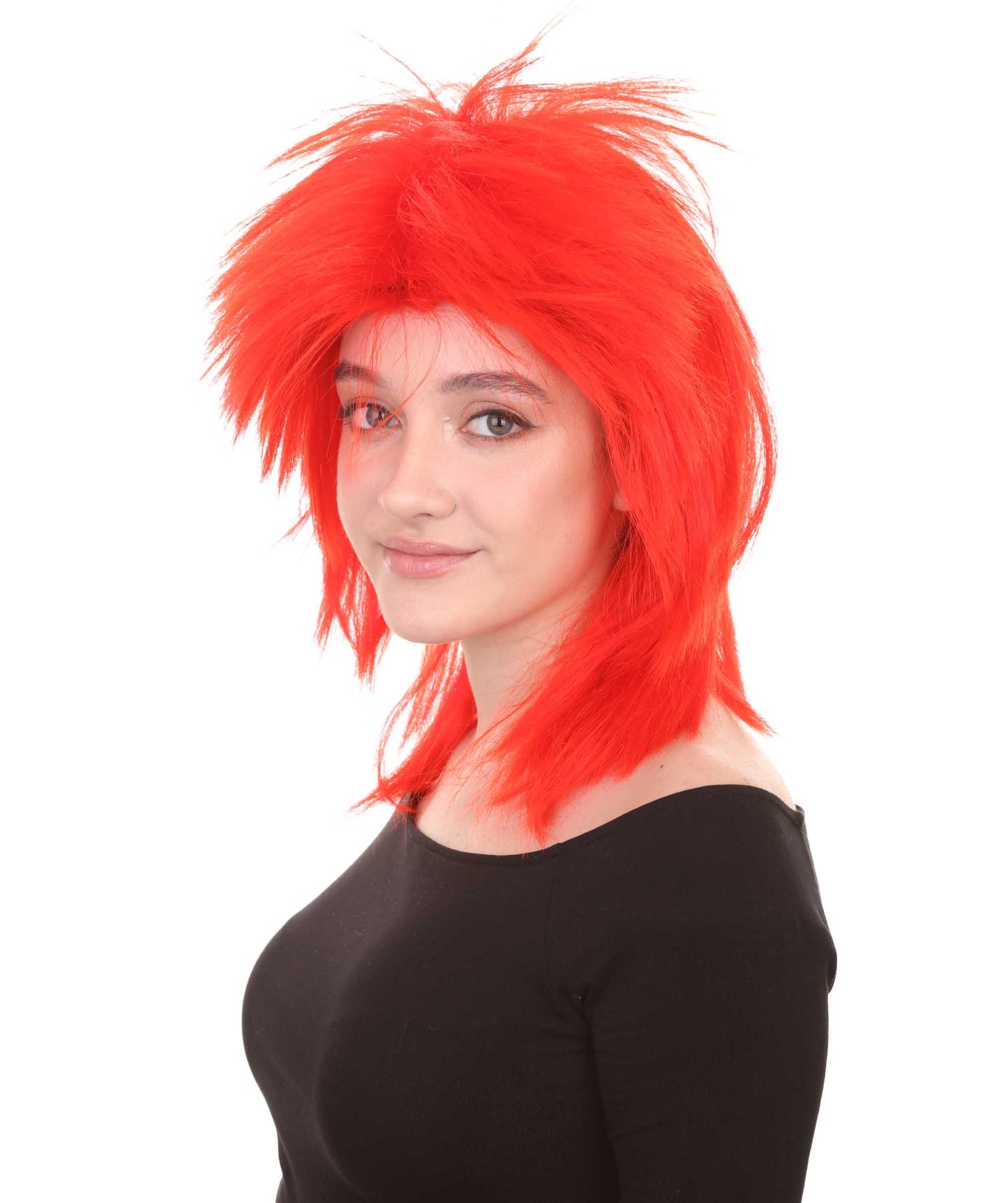 Wigs2you ハロウィン パーティー プレミアム H-1305 簡単に着用でき 快適なフィット感 80 年代女性レッド ロッカー スタイルウィッグ
