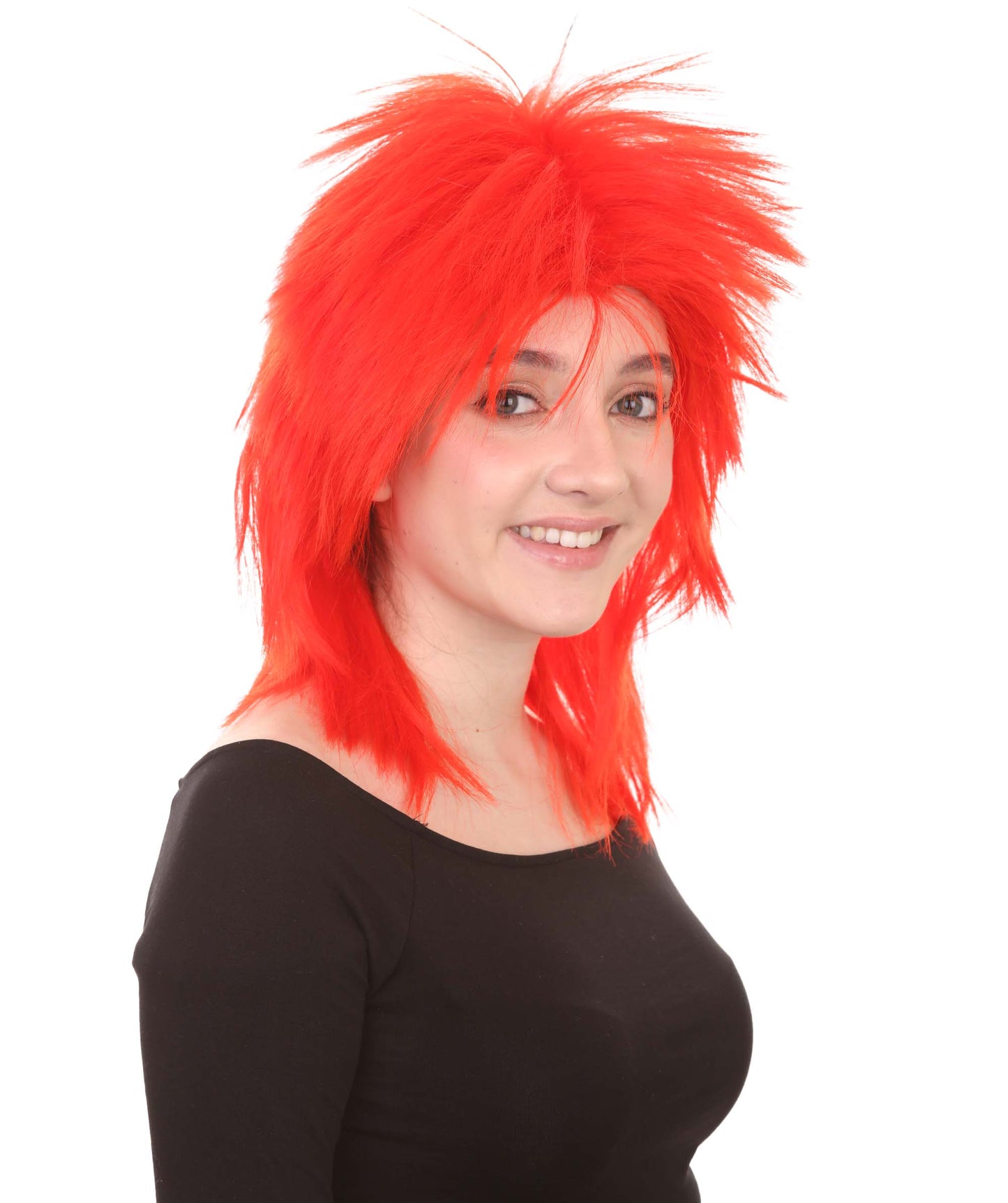 Wigs2you ハロウィン パーティー プレミアム H-1305 簡単に着用でき 快適なフィット感 80 年代女性レッド ロッカー スタイルウィッグ