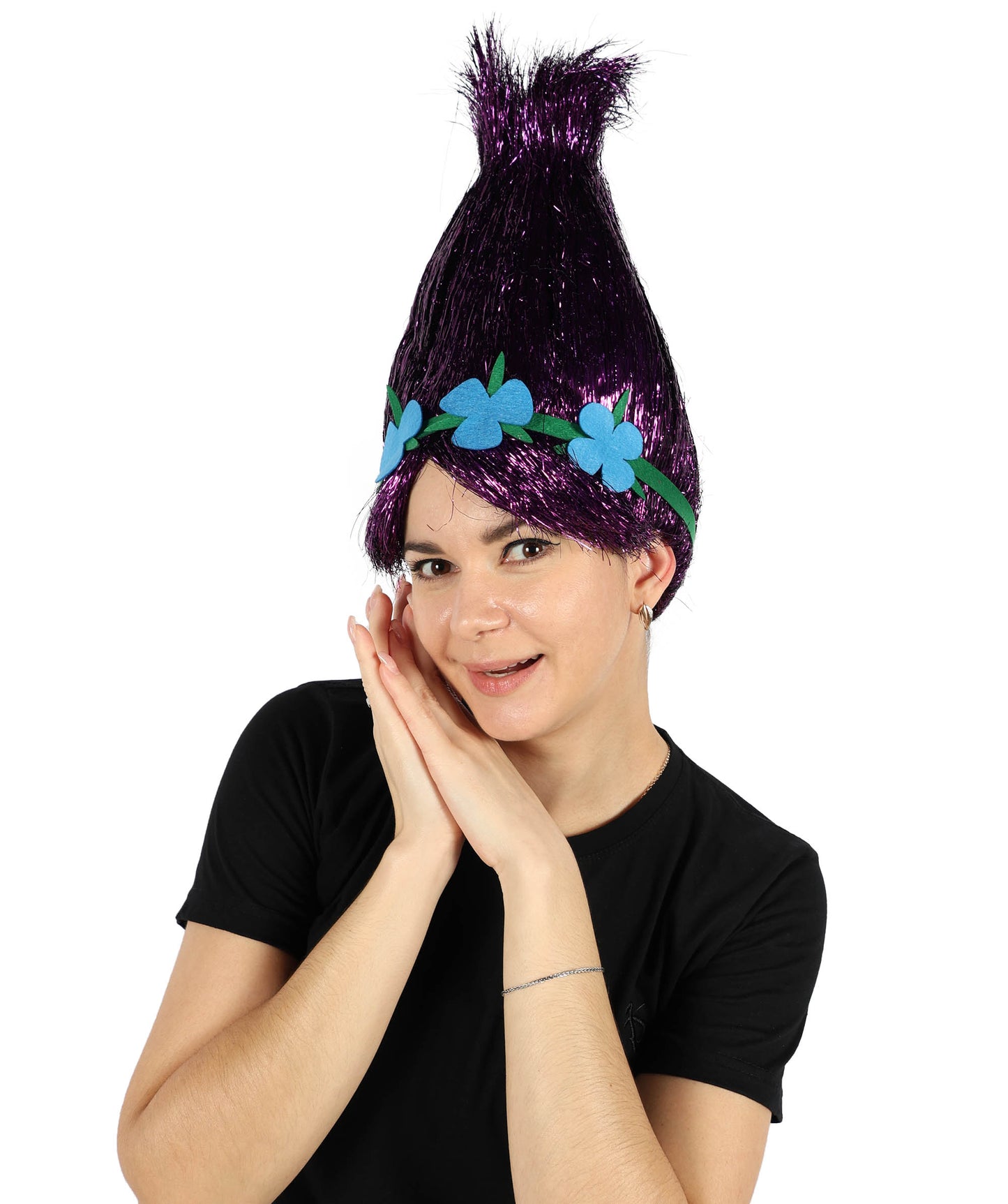Wigs2you H-6394 大人用アニメ映画キャラクター スパイク ティンセル トロール ウィッグ 花付き I マルチカラー コスプレウィッグ I ティンセル素材