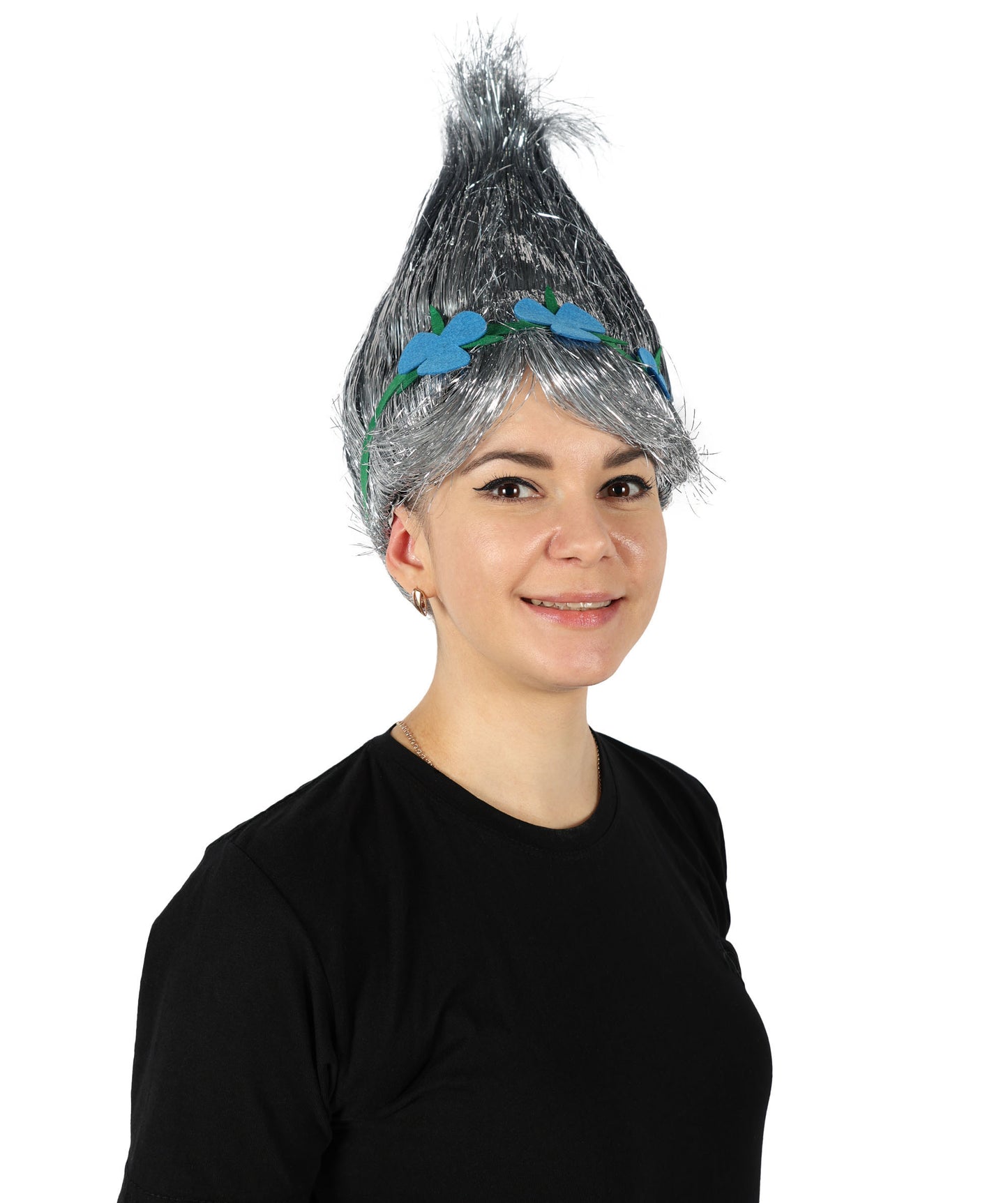 Wigs2you H-6394 大人用アニメ映画キャラクター スパイク ティンセル トロール ウィッグ 花付き I マルチカラー コスプレウィッグ I ティンセル素材