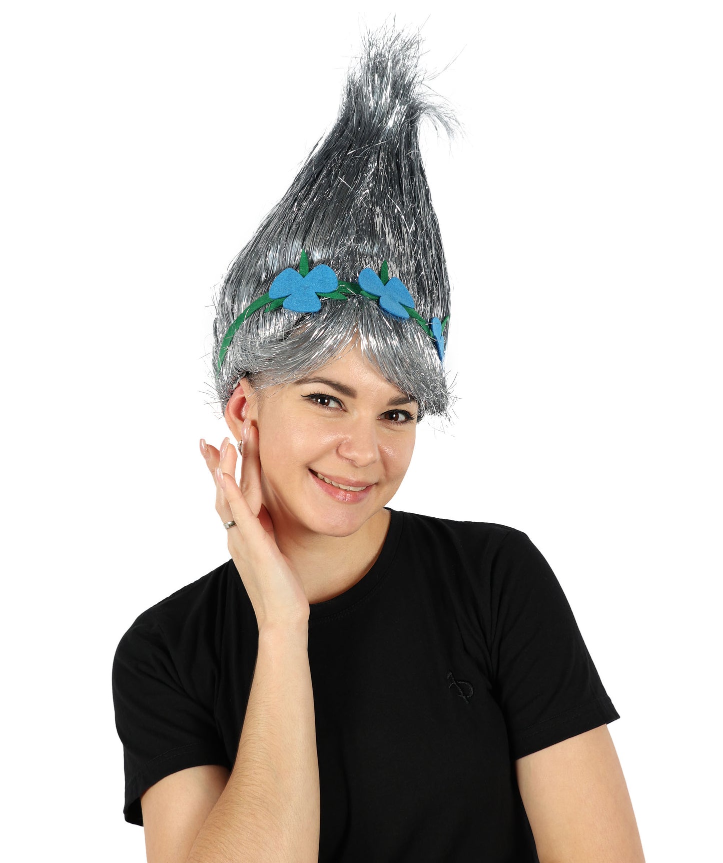 Wigs2you H-6394 大人用アニメ映画キャラクター スパイク ティンセル トロール ウィッグ 花付き I マルチカラー コスプレウィッグ I ティンセル素材