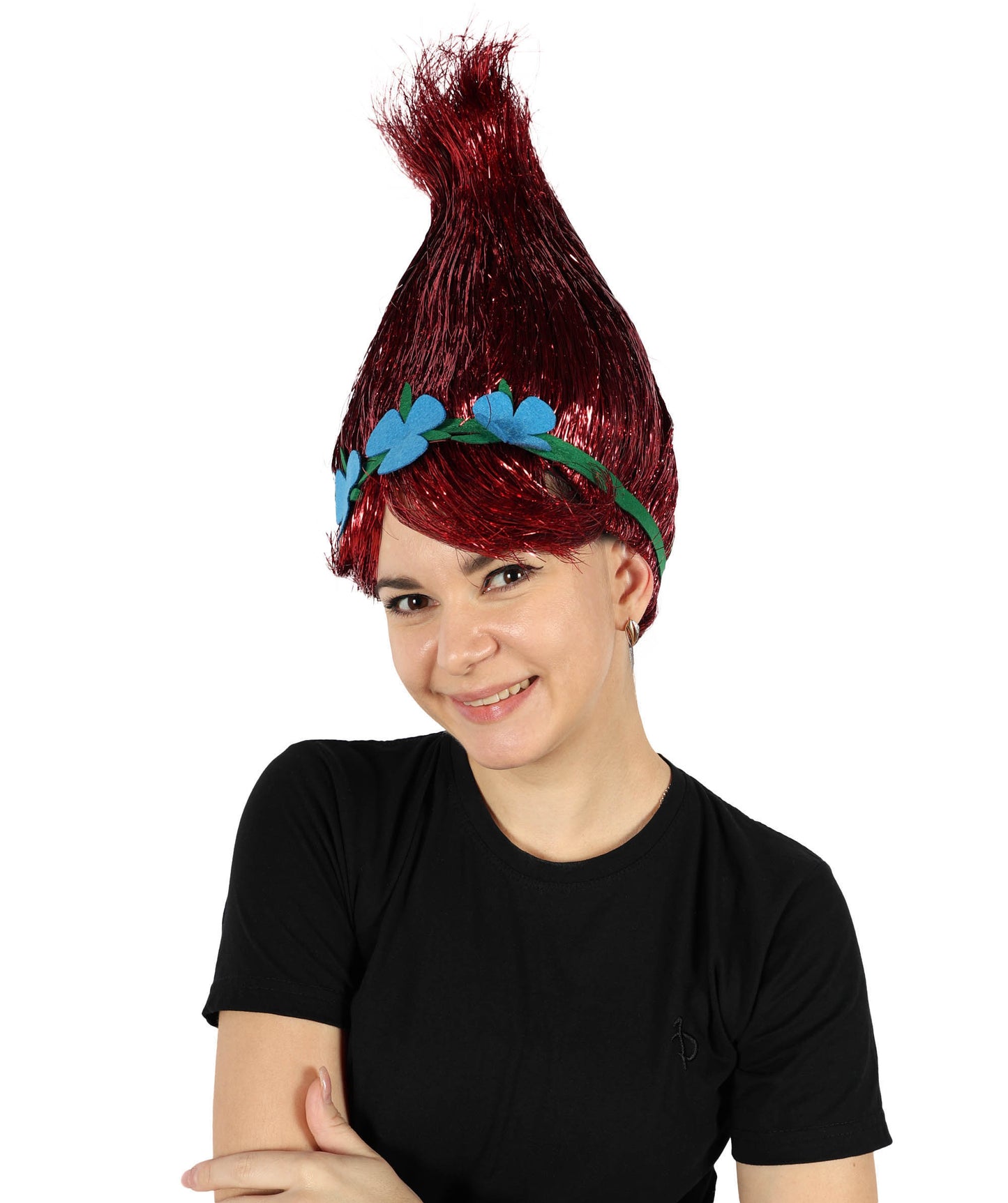 Wigs2you H-6394 大人用アニメ映画キャラクター スパイク ティンセル トロール ウィッグ 花付き I マルチカラー コスプレウィッグ I ティンセル素材
