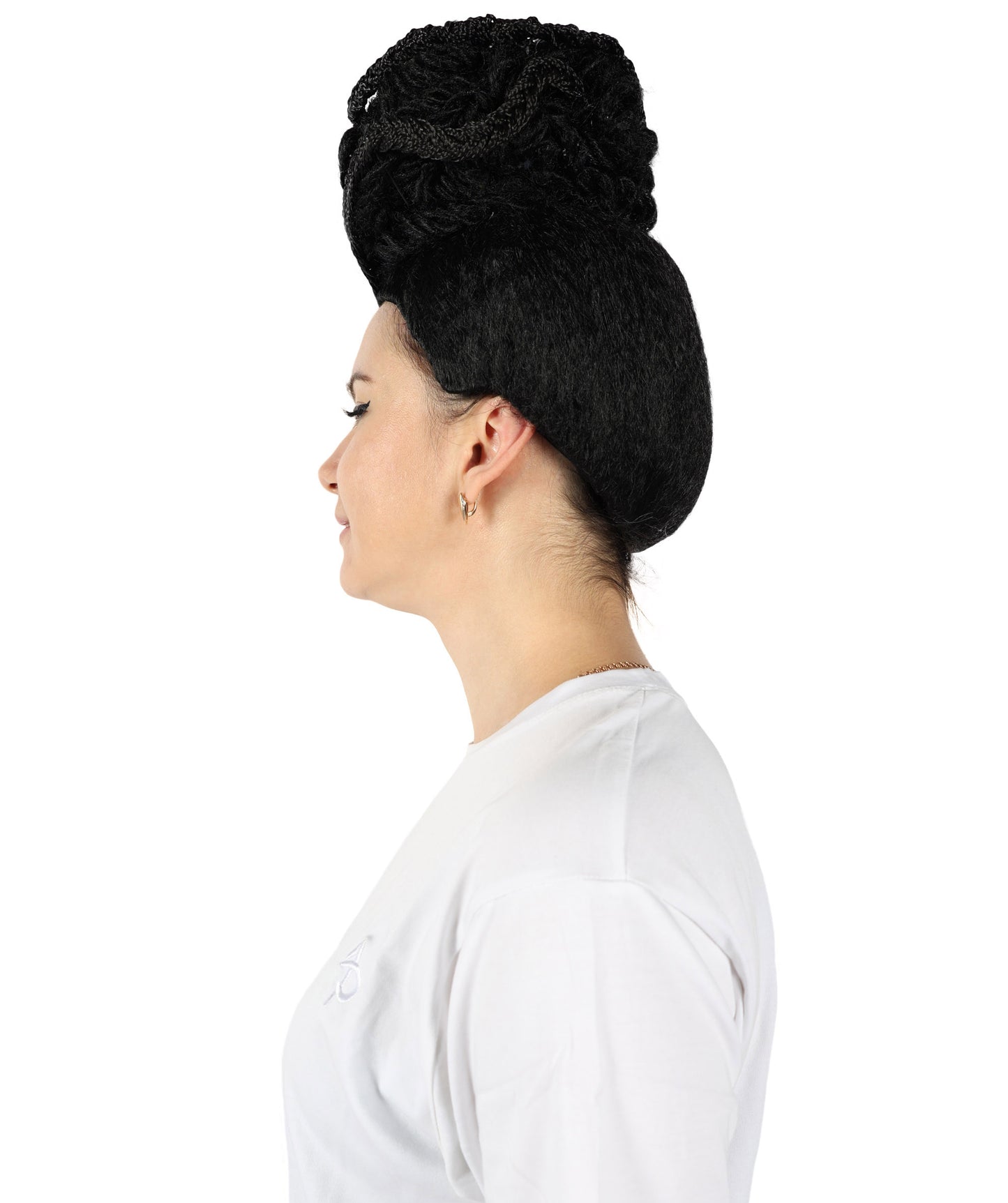 Wigs2you H-6857 レディース ルピタ・ニョンゴ風ロングカーリーブラックウィッグ - プレミアム難燃性合成繊維ヘア、通気性キャップ付き