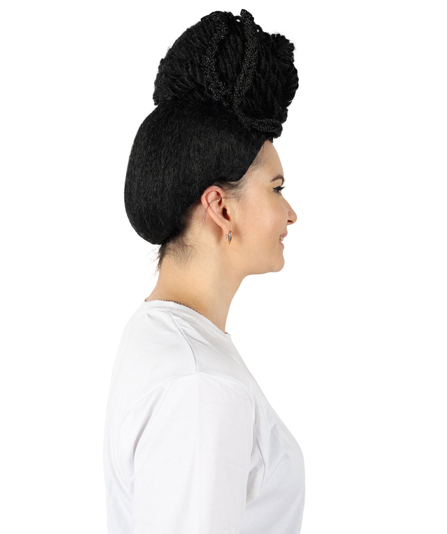 Wigs2you H-6857 レディース ルピタ・ニョンゴ風ロングカーリーブラックウィッグ - プレミアム難燃性合成繊維ヘア、通気性キャップ付き