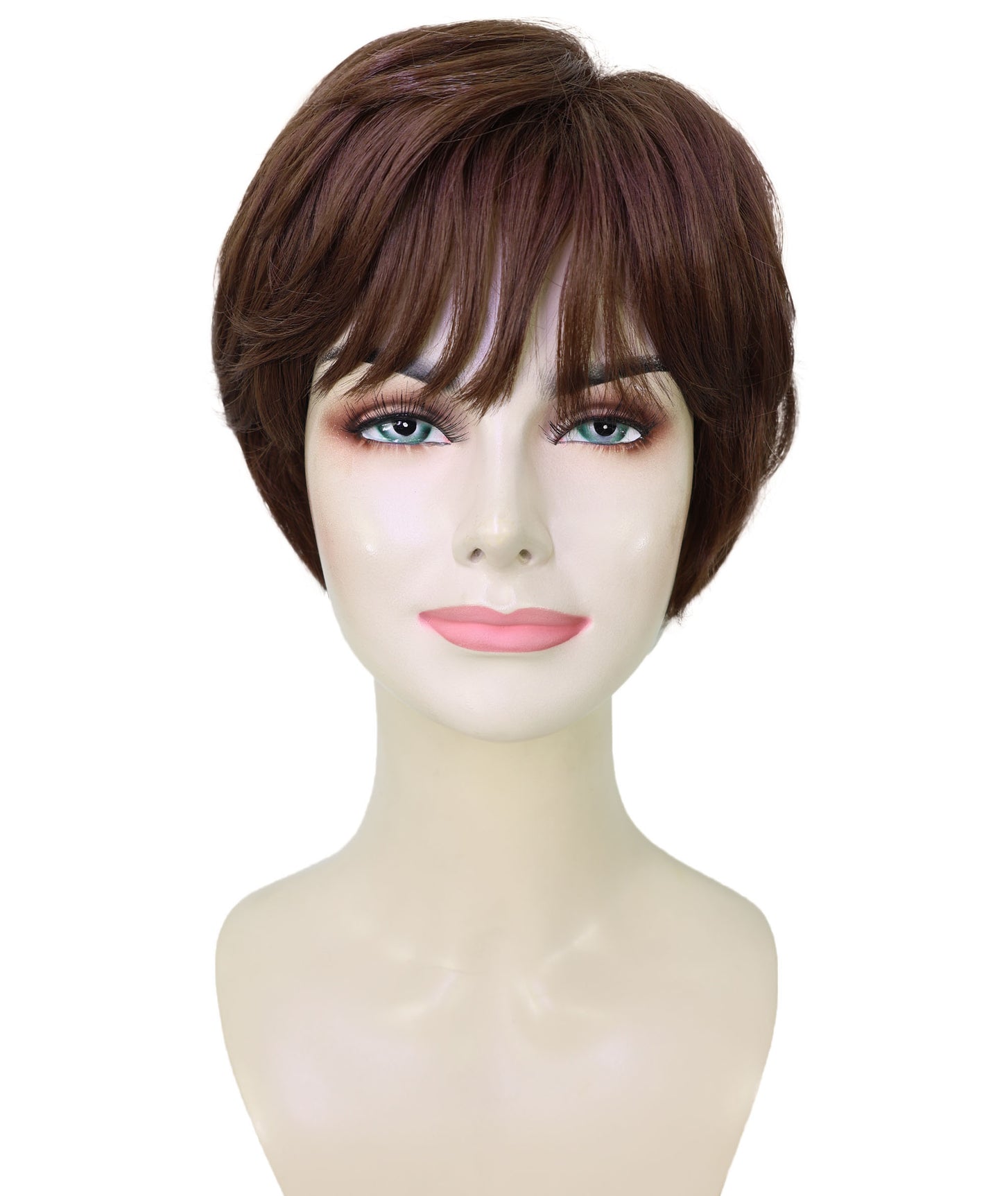 Wigs2you H-6903 女性用 11インチ ブラウンショートウィッグ | 耐熱性合成繊維使用 | 自然で軽量な通気性キャップ付きウィッグ