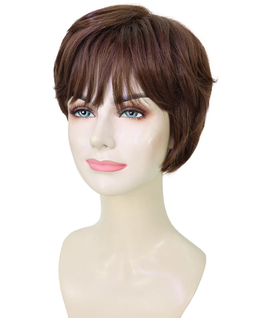 Wigs2you H-6903 女性用 11インチ ブラウンショートウィッグ | 耐熱性合成繊維使用 | 自然で軽量な通気性キャップ付きウィッグ