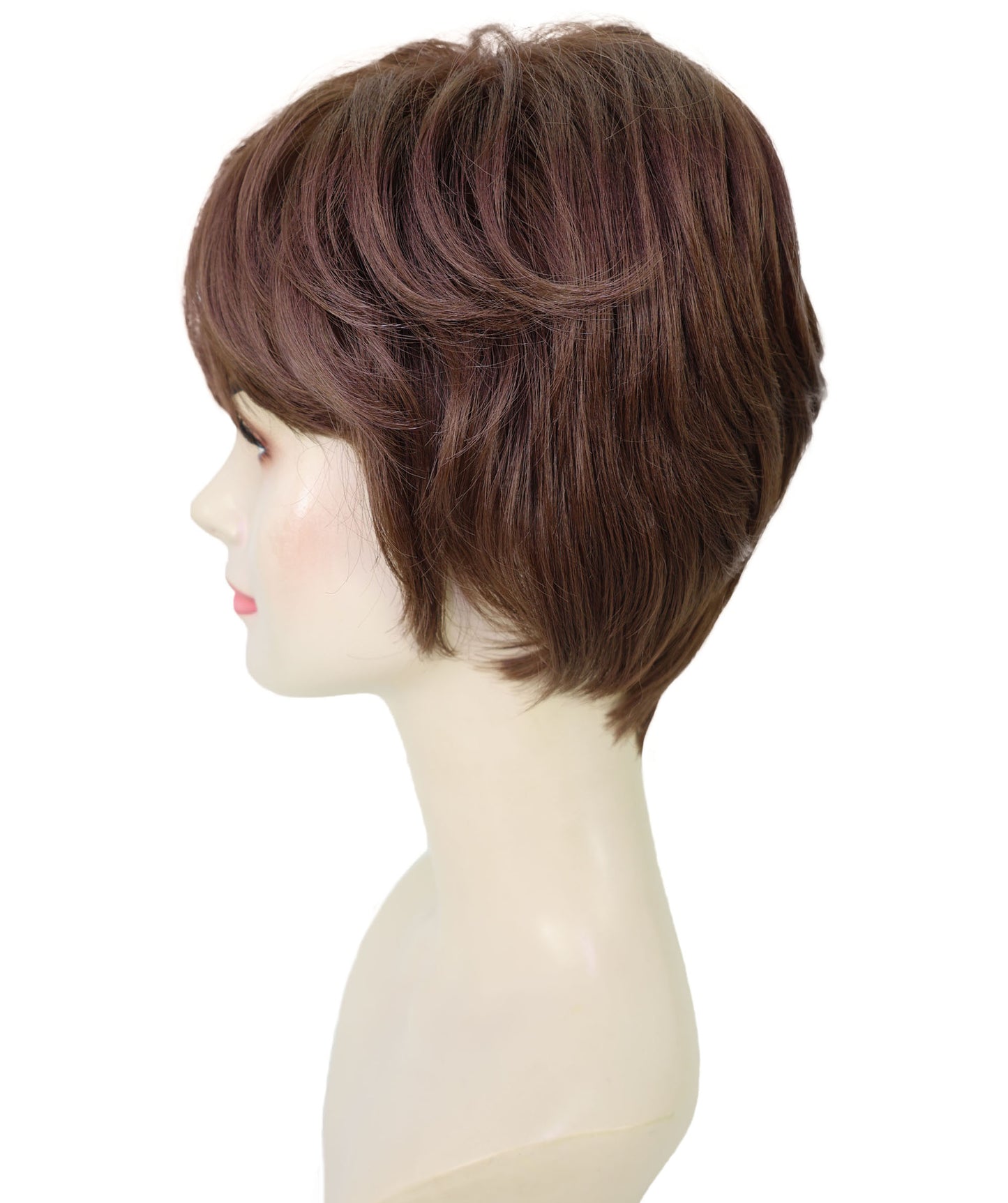 Wigs2you H-6903 女性用 11インチ ブラウンショートウィッグ | 耐熱性合成繊維使用 | 自然で軽量な通気性キャップ付きウィッグ