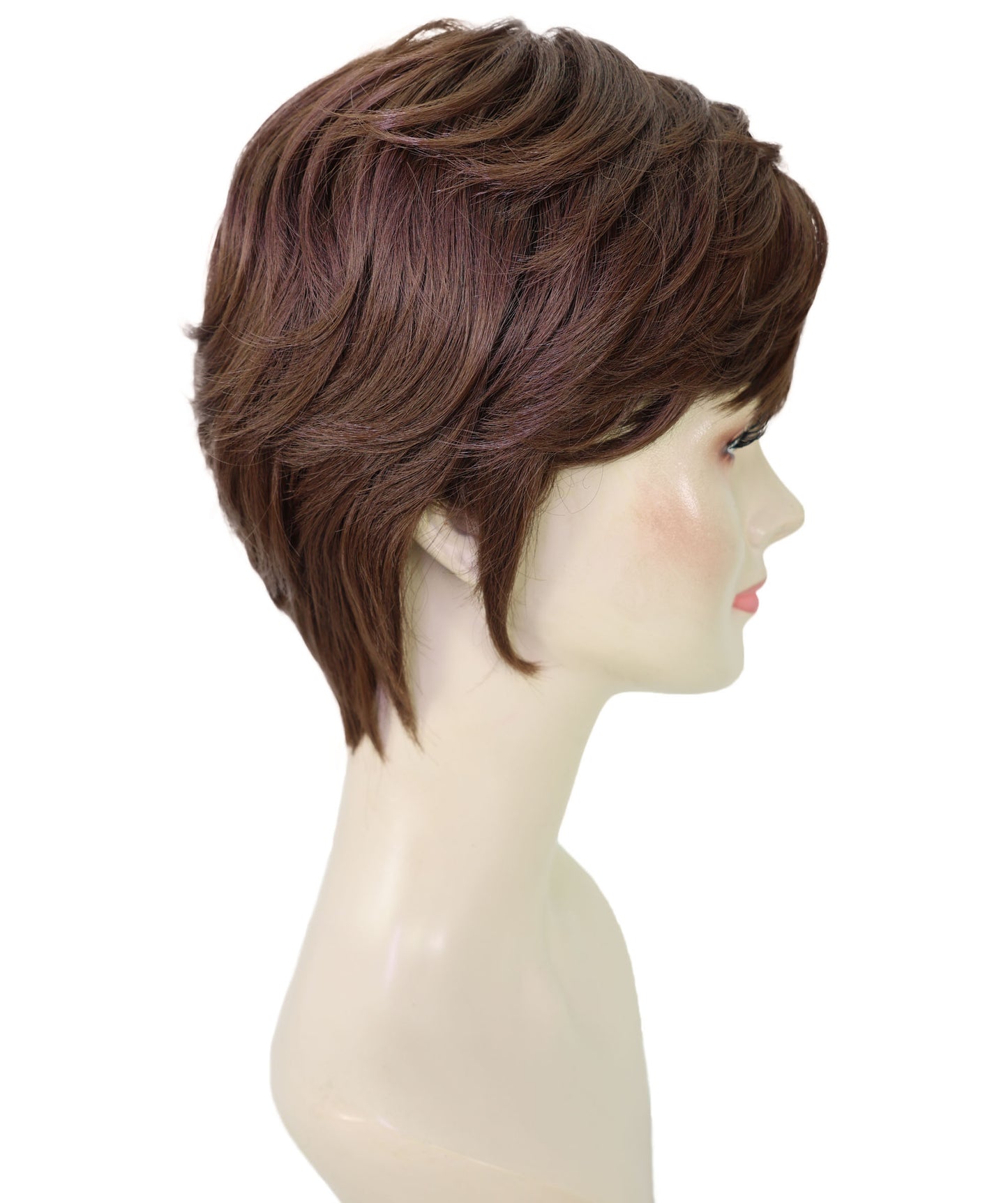 Wigs2you H-6903 女性用 11インチ ブラウンショートウィッグ | 耐熱性合成繊維使用 | 自然で軽量な通気性キャップ付きウィッグ