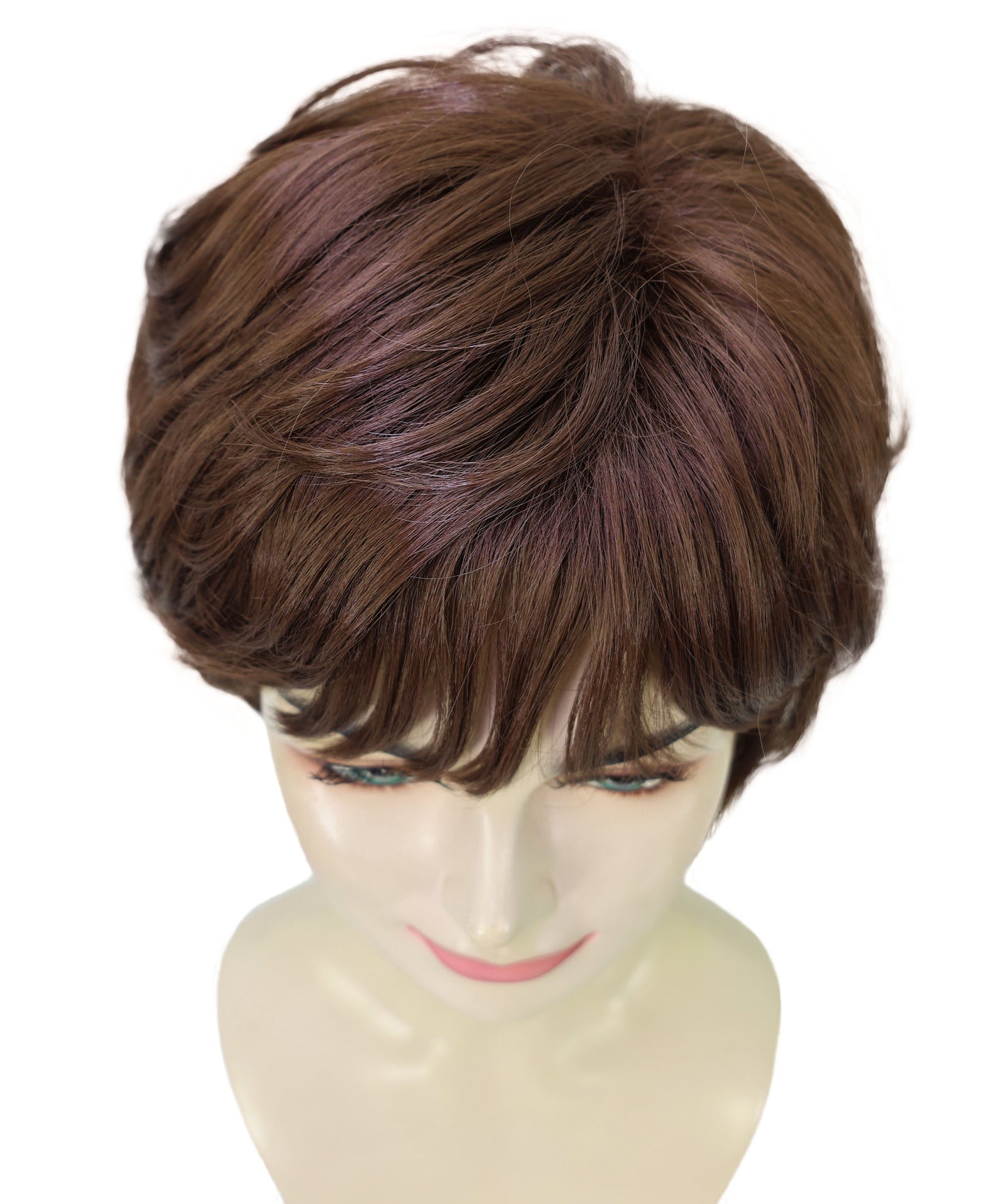 Wigs2you H-6903 女性用 11インチ ブラウンショートウィッグ | 耐熱性合成繊維使用 | 自然で軽量な通気性キャップ付きウィッグ