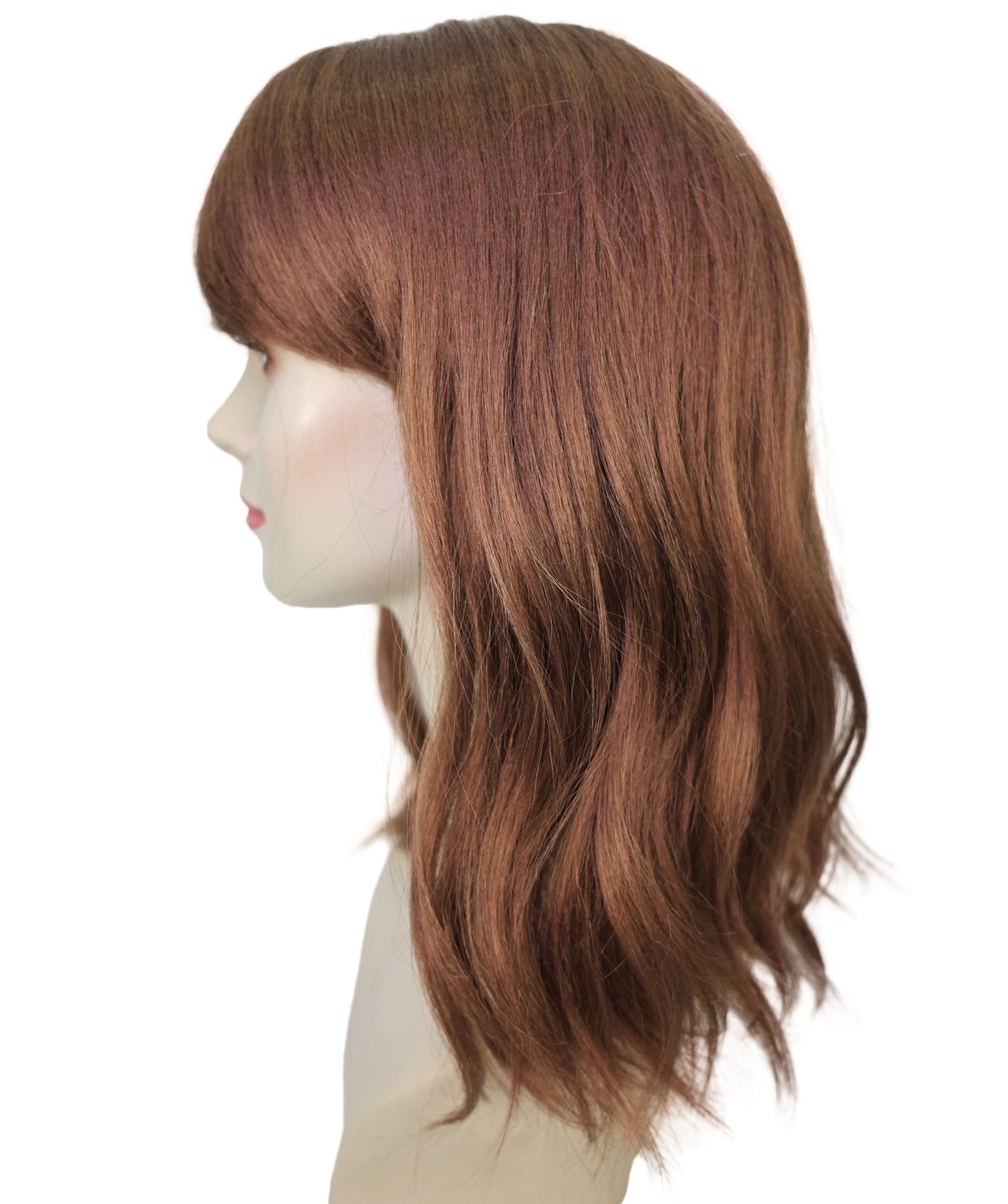 Wigs2you H-6904 女性用 15インチ ハニーブラウン ウェーブ フルウィッグ(前髪付き)| 耐熱性合成繊維使用 | 自然で軽量な通気性キャップ付きウィッグ