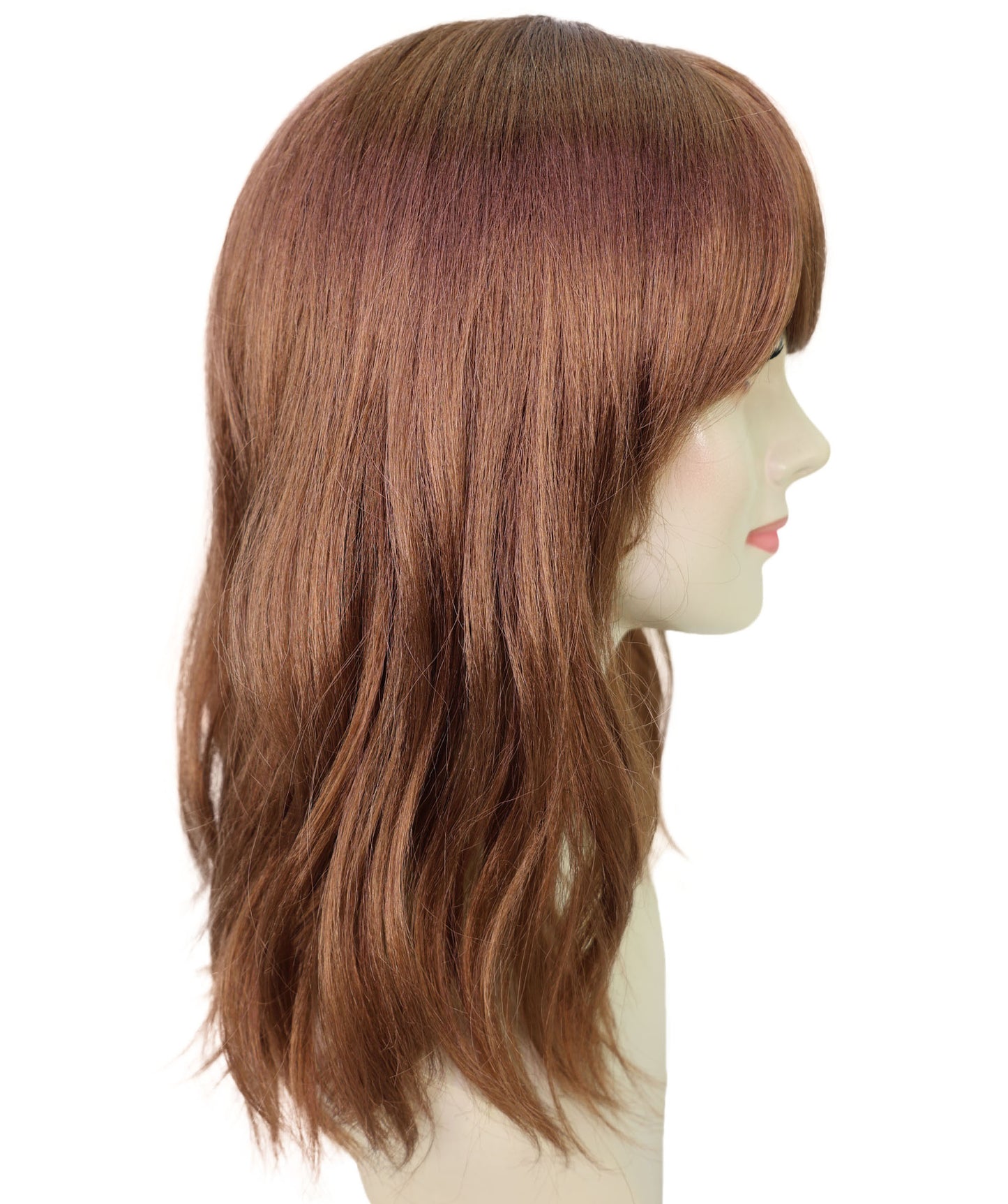 Wigs2you H-6904 女性用 15インチ ハニーブラウン ウェーブ フルウィッグ(前髪付き)| 耐熱性合成繊維使用 | 自然で軽量な通気性キャップ付きウィッグ